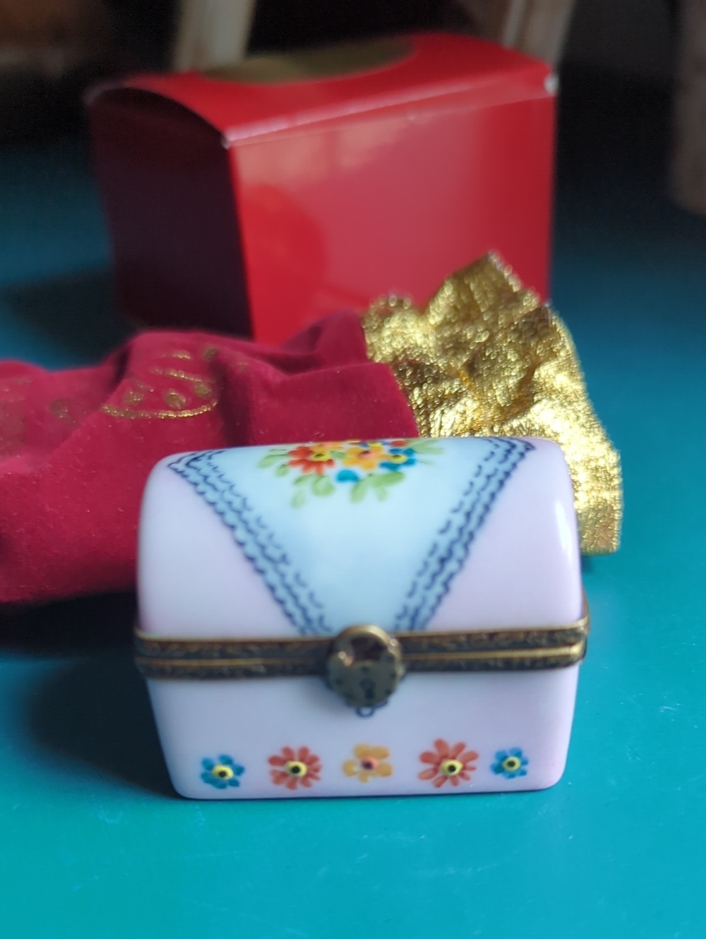 Limoges Pink Floral Hand-Painted Trinket Box
